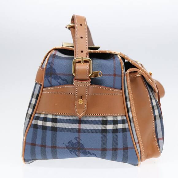 Burberry Nova Check Shoulder Bag Pvc Leather Blue Gold - Picture 4 of 16